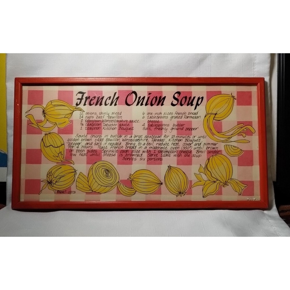 1973 Kitchen Wall Art  "French Onion Soup" by Pati & Soovia Janus 16.5" x 9"